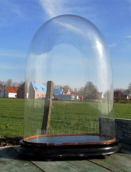 Victorian Antique Oval Hand Blown Glass Dome Globe Mantel Clock Steampunk 15.35"