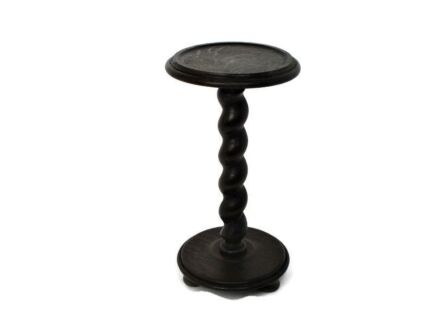Hand Carved Wood Barley Twist Side Display Wine Table Pedestal Plant Stand 25.7"