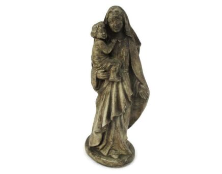 Statue Virgin Mary Our Lady Madonna Infant Child jesus Tenderness Plaster 14.56" vintage Signed M. Franceschi