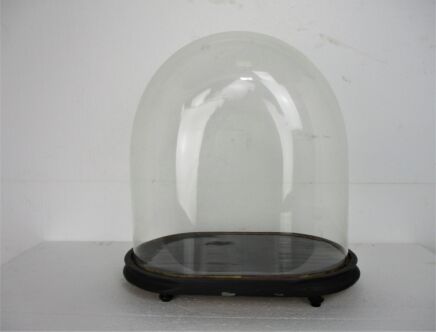 Antique Victorian Oval Hand Blown Glass Globe Dome Doll Clock 17.0" H 16.33"!!