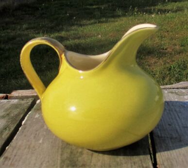 Vintage Yellow Keramis Boch Freres Belgium Milk Jar Marked