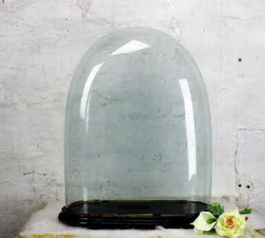 L Antique Victorian Oval Hand Blown Glass Globe Dome Doll Clock 19.2" H 14.9"W