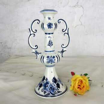 Candlestick Holder Delft Holland Blue White Porcelain Marked Royal Goedewaagen