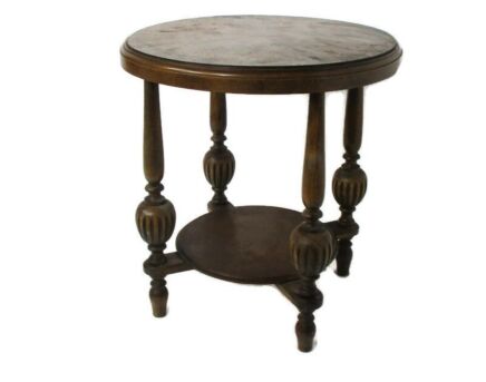 Wooden Side Display Coffee Table Pedestal Plant Stand Ball Feet Barn Country Cottage Style Farmhouse Two tier