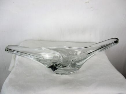 Large Crystal Daum France Clear Bowl Dish Centerpiece Basket Marked Gorgeous