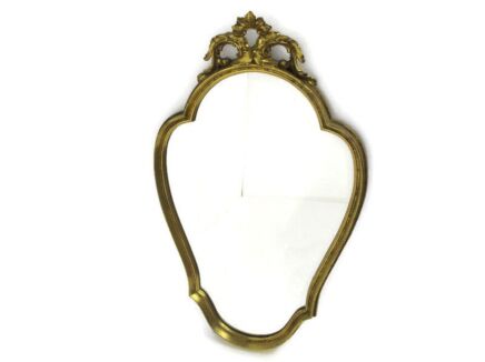 Large Ornate Oval Wood Plaster Wall Hanging Mirror Hollywood Regency Beautiful