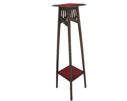 Art Nouveau Style Pedestal Table Plant Flower Stand Side Table Two Tier Barn Red Fabric Gorgeous 42.91"