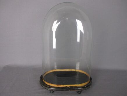 Antique Victorian Oval Hand Blown Glass Globe Dome Doll Clock 16.73 H 11.02"W