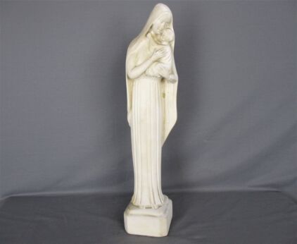 L Art Deco Virgin Mary Madonna Infant Child Plaster Statue tenderness Lovely Church Chapel Statue 24.8" Plaster