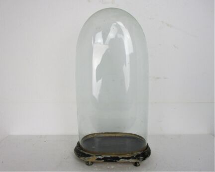 L Antique Victorian Oval Hand Blown Glass Globe Dome Clock Steampunk 19.88" x 10"