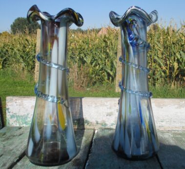 Couple of Vases LegrasTouches of Color Design France French Swirled Edge