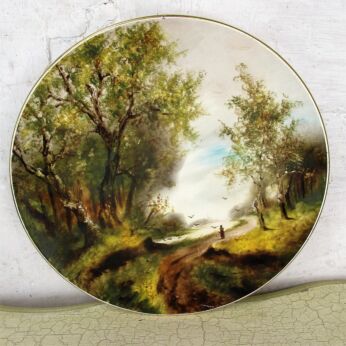 Large Charger Decorative Plate Autumn Wood Hand Painted Gorgeous Colors