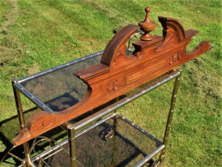 Antique large Gorgeous Wooden Oak Pediment Overdoor Architectural Rack Door