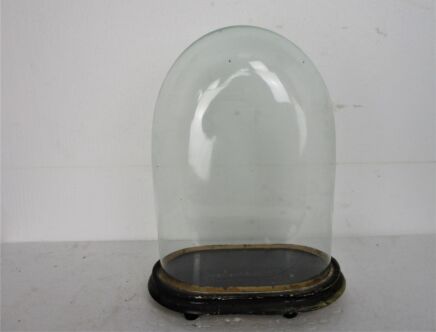Victorian Antique Oval Hand Blown Glass Dome Globe Mantle Clock Steampunk 15.15"