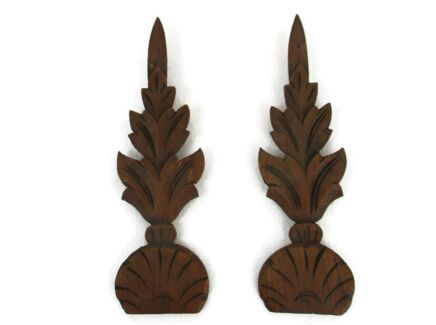 2 Small pieces Antique French Carved Wood Reclaimed Architectural Trim Corbels