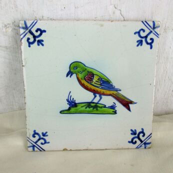 Lovely Polychrome HTF Delft Tile Dutch Bird Decorative Wall Decoration coaster