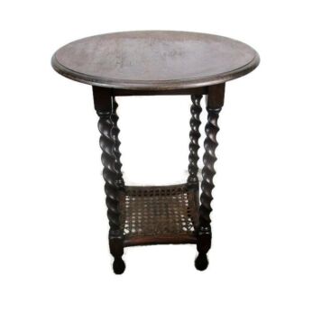 Barley Twist Rush Wooden Side Wine Table Pedestal Plant Stand Two Tier Georgian