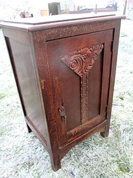 Vintage Side Table Night Stand Cabinet Carved Wood