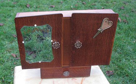 Vintage Medicine Wooden Bathroom Cabinet Glass Mirror Drawer Apothecary Drawer