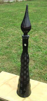 Vintage XL Stunning Empoli Purple Glass Genie Bottle Stopper Decanter 26.38"