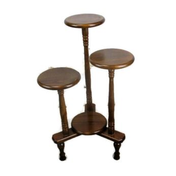 XL Vintage 4 Tier Pedestal Table Plant Flower Stand Side Table Carved wood HTF