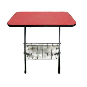 Vintage Mid Century Modern Magazine Newspaper Basket Rack Side Table Funky