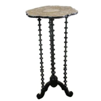 Wooden Bobbin Legs Brass Look top Pedestal Display Side Table Plant Stand