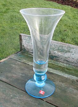 Italian Blue Uranium Vaseline Art Glass vase Goblet Chalice Lights up
