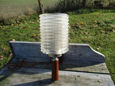 Vintage Mid Century Wall Sconce Lamp Mounted Light Clear Bubbled Glass Rosewood