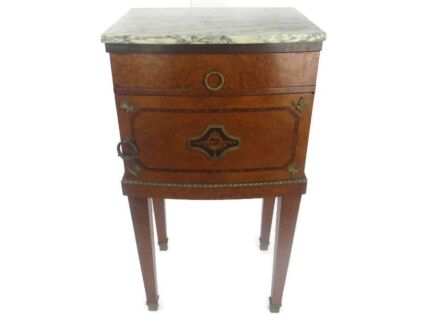Cabinet Side table Night stand Queen Anne Style Wood Marble Inlay Butterflies