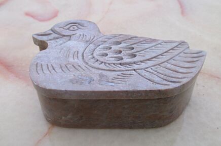 Lovely small trinket box soap stone duck jewelry box