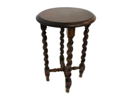 Barley Twist Wood Side Occasional Wine Coffee Table Pedestal Bonsai Plant Stand Barn Country Cottage Farmhouse Style 19.29"