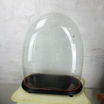 Huge Antique Victorian Oval Hand Blown Glass Globe Dome Steampunk Clock HTF 23"