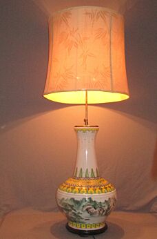 Vintage Chinese Porcelain Republic Period Lamp Vase 48.4"