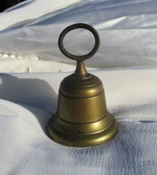 Rustic  Small Brass Table Bell Brass Clapper Vintage