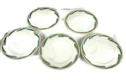 Set of 5 French Oyster Seafood Cockquilles Plates Porcelain Faience Sarreguemines Extremely rare