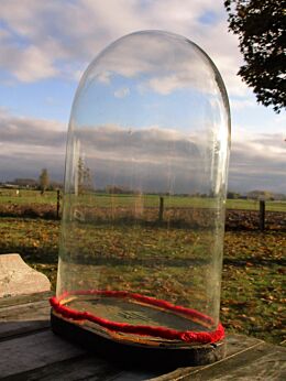 Victorian Antique Oval Hand Blown Glass Dome Globe Mantel Clock 17.32"