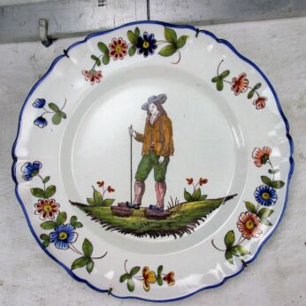 Antique French Faience Luneville Decorative Plate Keller Guerin St Clément HTF