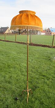 Vintage Floor Standing Lamp Mid Century Ornate Brass Orange Shade retro 4 Lights