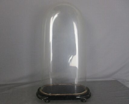 Antique Victorian Oval Hand Blown Glass Globe Dome Doll Clock 17.91" H 9.44' W