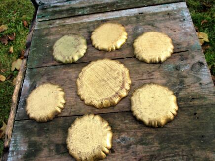 Italian Mid Century Hollywood Regency Florentine 7 coasters gold gilt