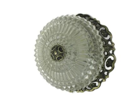 Gorgeous XL French Ceiling Lamp Fixture Plafonnière Ornate Bubbled Glass Silver Colored