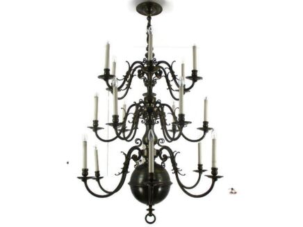Huge 3 Tier Flemish Dutch Chandelier 18 Arms Lights Brass Bronze Ducks WOW