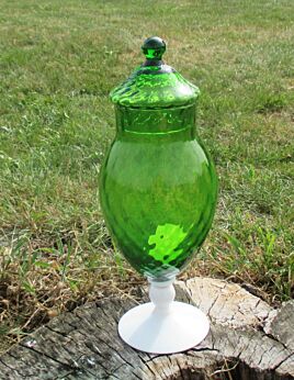 Vintage Small 60s 70s Italian Opalescent Glass Apothecary Jar swirled glass