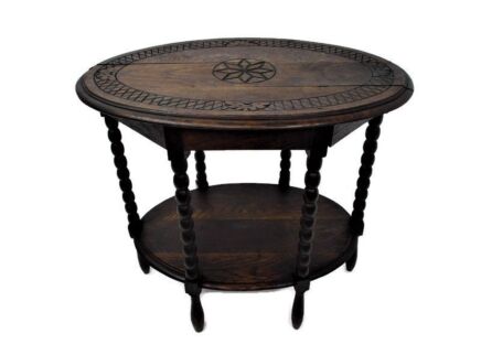 Ornate hand Carved Wooden Table 6 Legs Bobbin Legs Coffee Side Table WOW