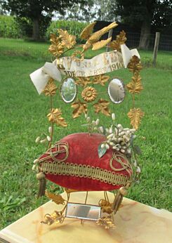 Antique Victorian French Bridal Chair 1910 Bird Gold Gilt Ormolu Ornate