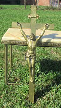 Vintage Large Completely Brass Crucifix Cross Wall hanging Jesus Christ 24.41"