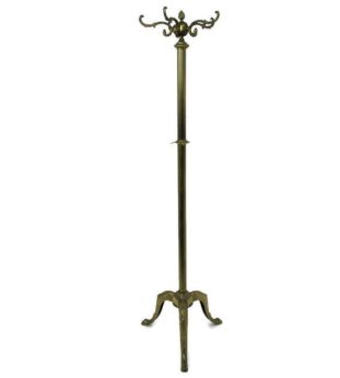Standing Hall Tree Coat Hallway Rack Ornate Brass Hollywood regency Rococo