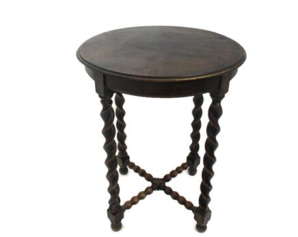 Barley Twist Wooden Side Wine Table Pedestal Plant Bonsai Stand Georgian Beautiful