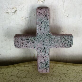 Mid Century Modernist Ceramic Crucifix Gray Marked Era Amphora Perignem